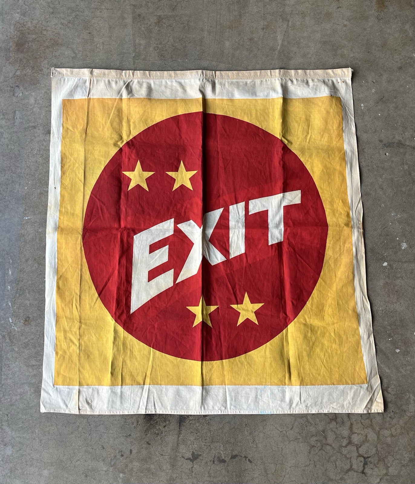 Vintage 1940’s? Canvas Exit Banner Carnival Event Advertising Decor Vintage 1940’s? Canvas Exit Banner Carnival Event Advertising Decor