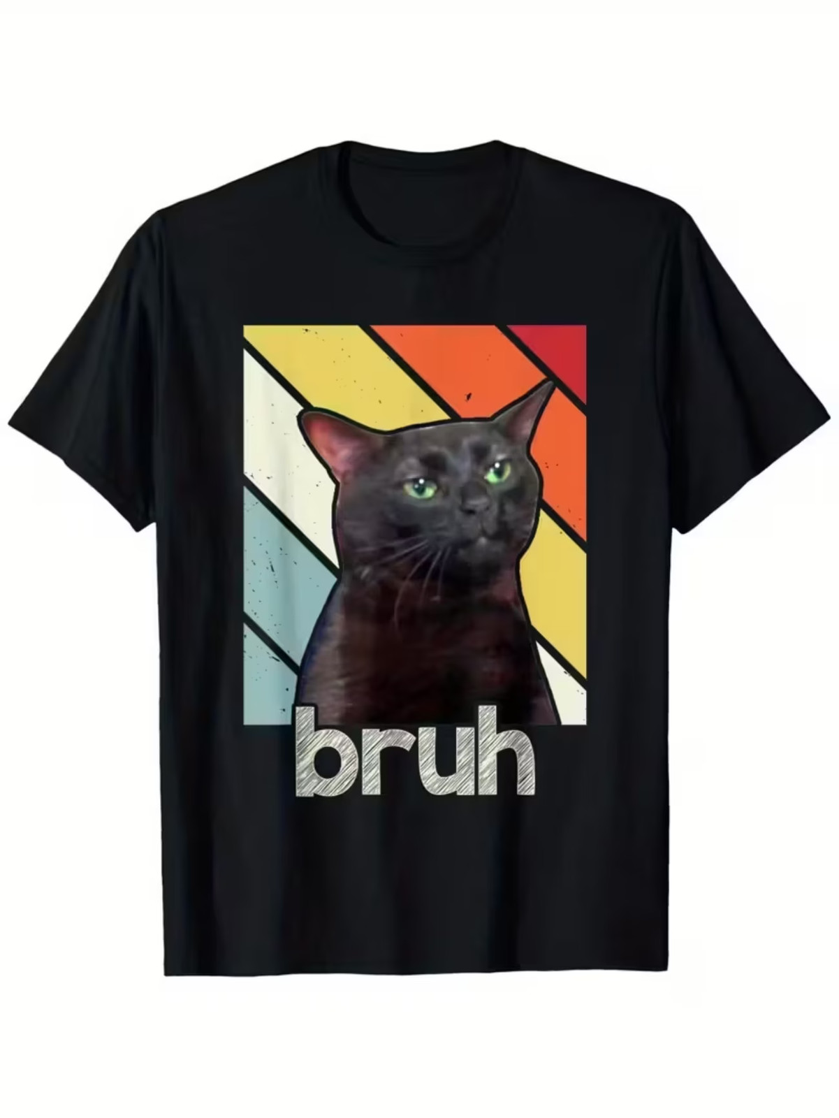 Bruh with Cat Funny Meme Saying T-Shirt for Boys - Soft Fabric, Breathable, Comf Bruh with Cat Funny Meme Saying T-Shirt for Boys - Soft Fabric, Breathable, Comf
