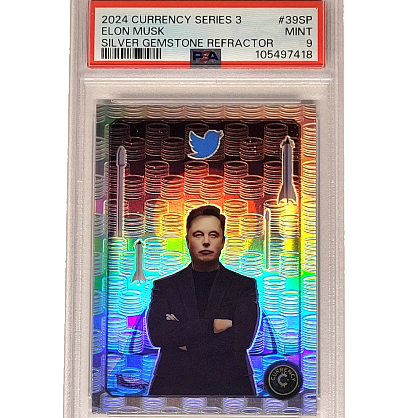 Pop 1 PSA 9 2024 Cardsmiths Series 3 Elon Musk #39-SP Silver Gemstone /50 BEAUTY Pop 1 PSA 9 2024 Cardsmiths Series 3 Elon Musk #39-SP Silver Gemstone /50 BEAUTY