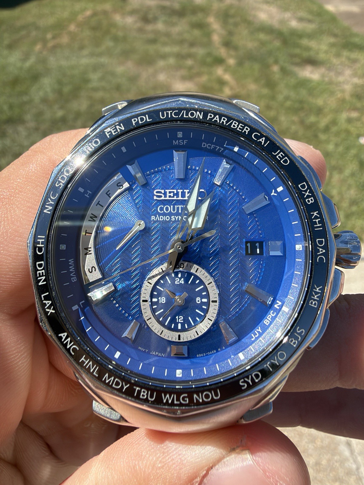 Seiko Coutura Men’s Radio Sync Solar Watch Blue Dial World Time