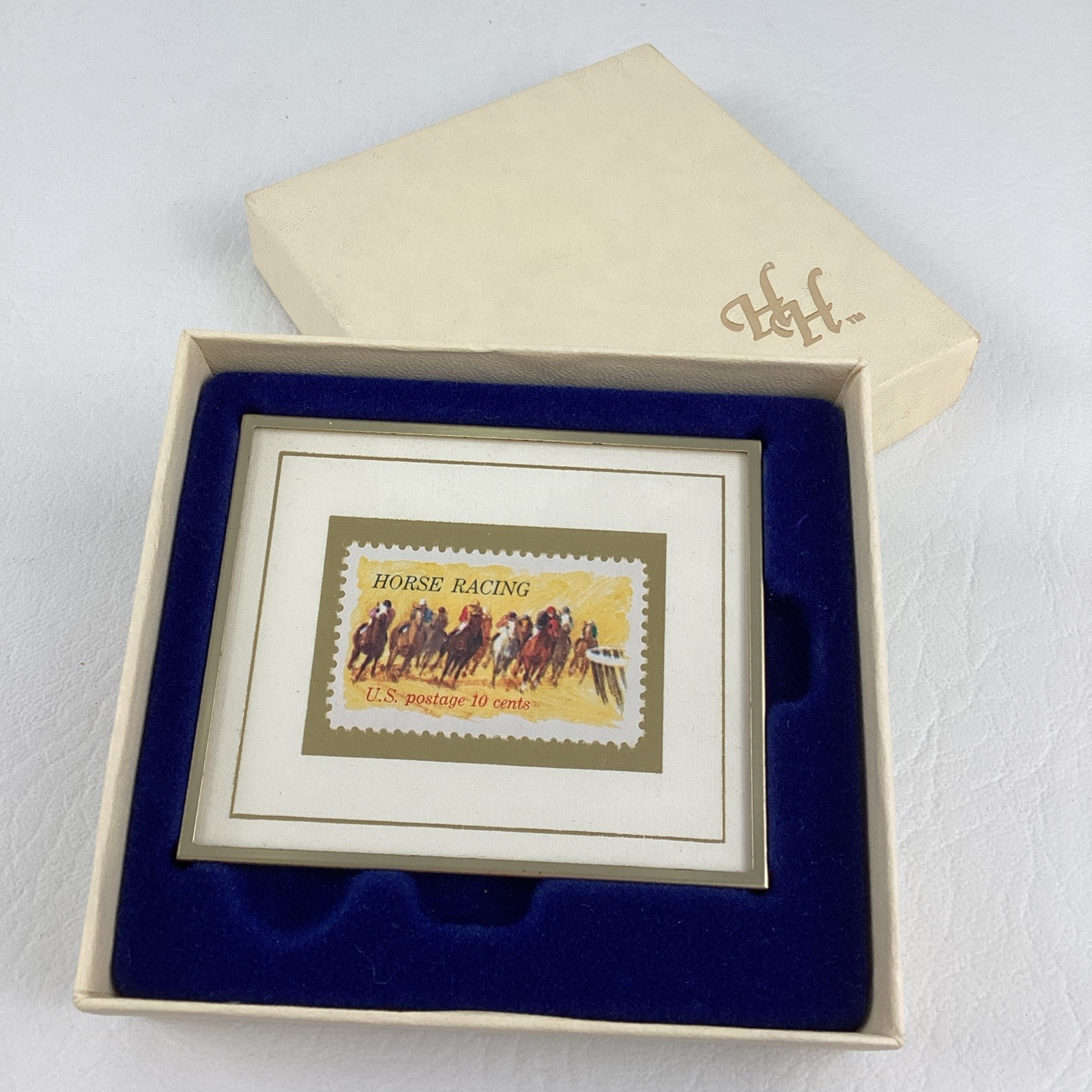 Hanford Heirlooms Collectible Framed Stamp Horse Racing Numbered Vintage Derby Hanford Heirlooms Collectible Framed Stamp Horse Racing Numbered Vintage Derby