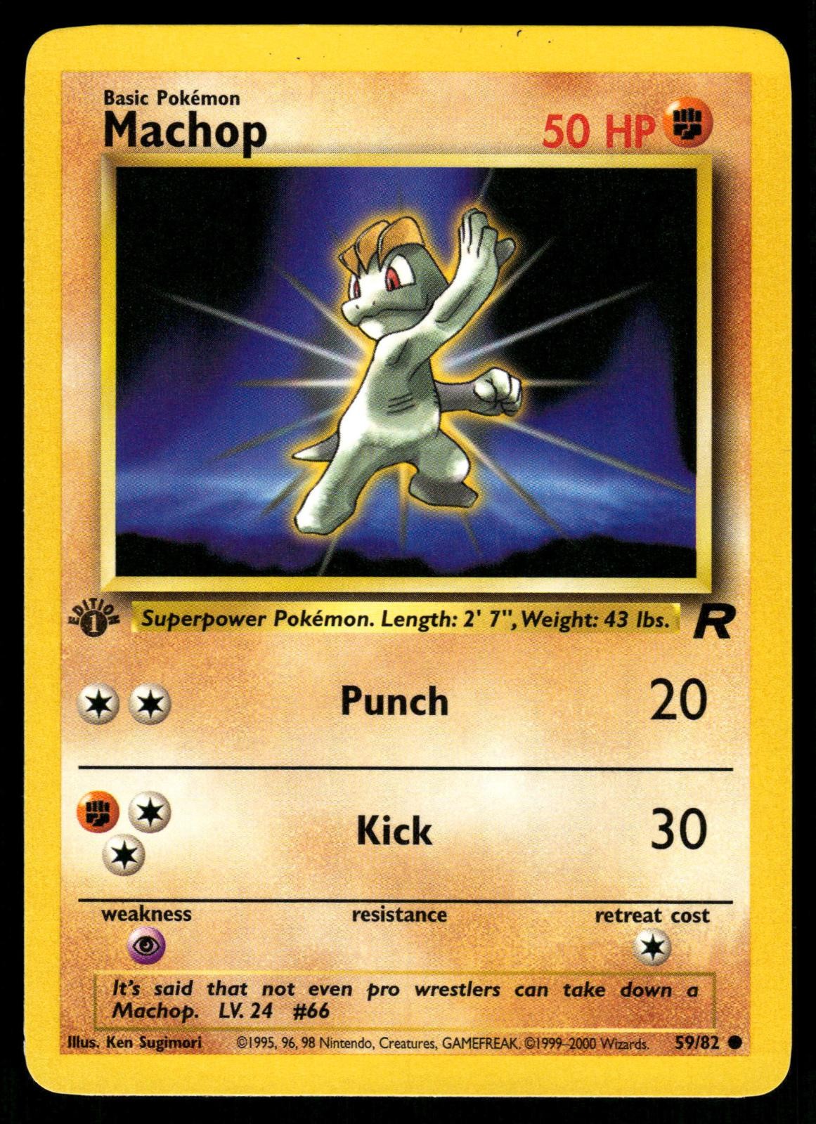 Machop 59/82 1st Edition Common Team Rocket Pokemon NM