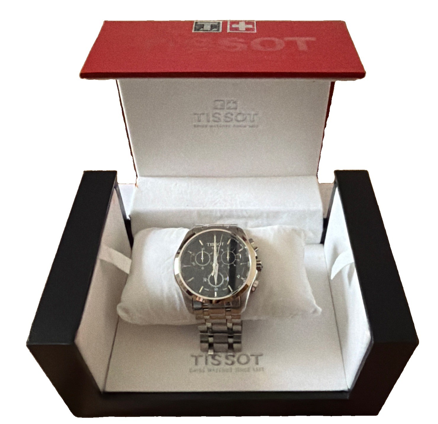 Tissot Couturier Chronograph Black Dial Watch 41mm T035.617.11.051.00 Broken Box Tissot Couturier Chronograph Black Dial Watch 41mm T035.617.11.051.00 Broken Box