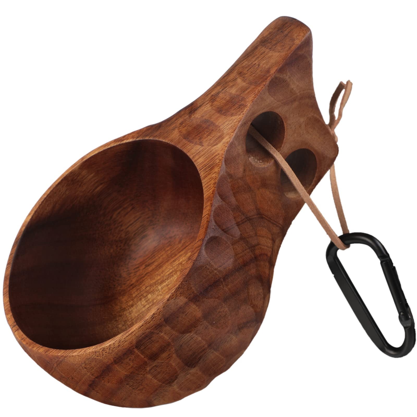 Foxyoo Kuksa Wooden Mug, 12 oz Wood Coffee Cup for Camping Hiking traveling