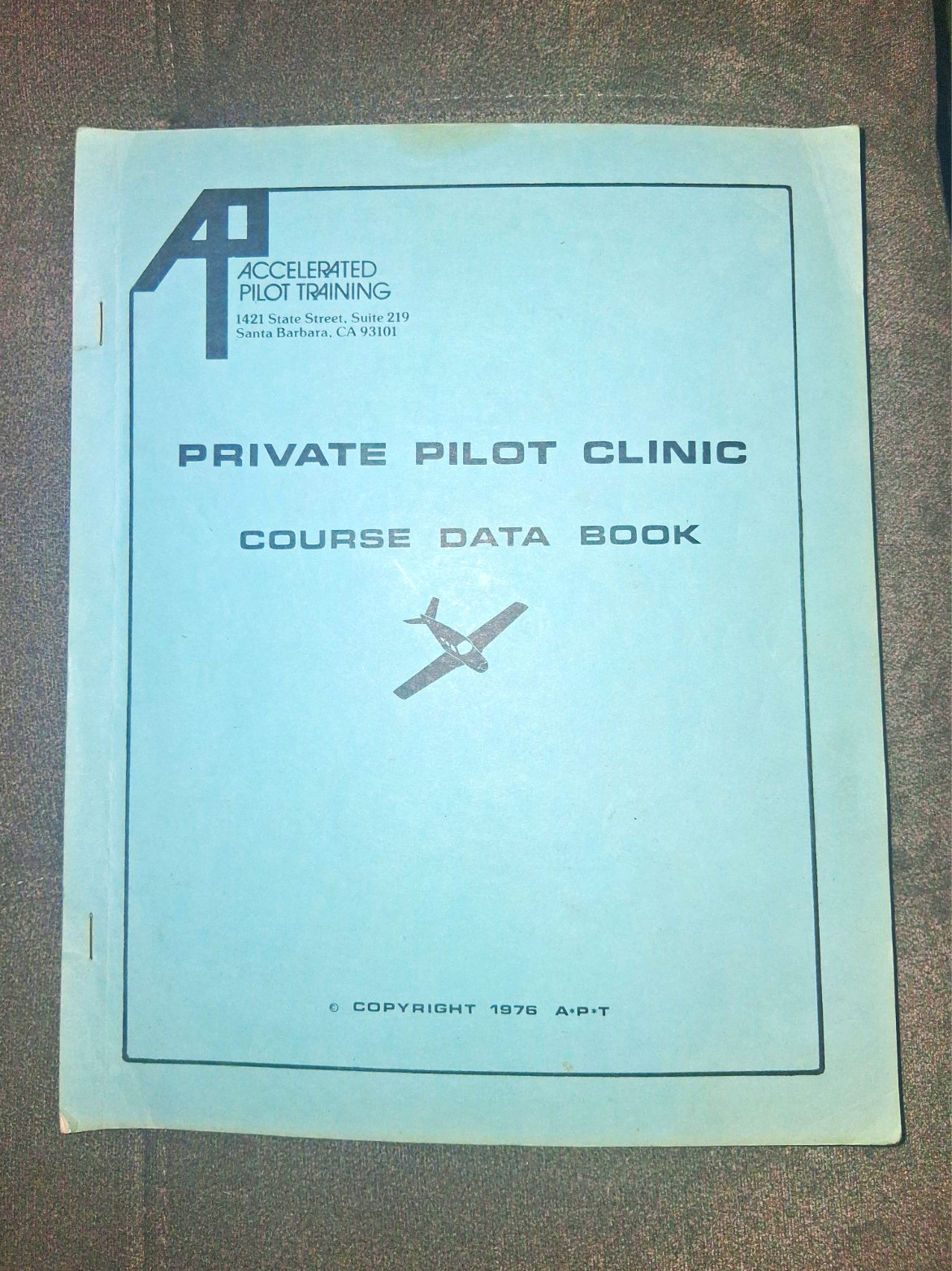 Vintage 1976 Private Aviation Training course Santa Barbara Ca Memorabilia  book