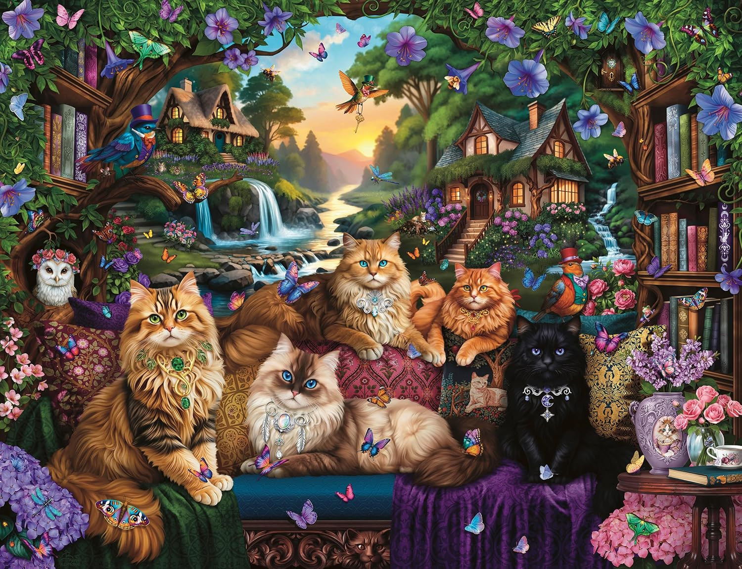Ravensburger Cat Tail Cottage 2000 Piece Puzzle for Adults New Toy Gift