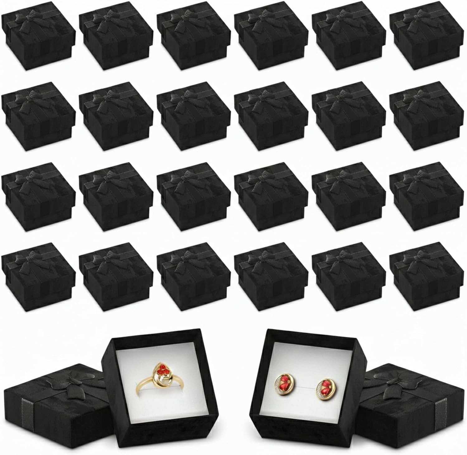 Tesorrio 24 Pcs Bulk Ring Boxes for Jewelry Gifts, 1.57 X 1.12 in (Black) Tesorrio 24 Pcs Bulk Ring Boxes for Jewelry Gifts, 1.57 X 1.12 in (Black)