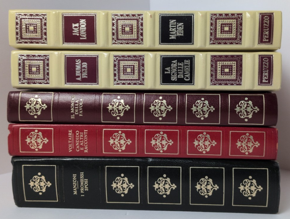 Lot of 5 Vintage Italian Classic Fiction Books Faux Leather 1970's and 1980's Lot of 5 Vintage Italian Classic Fiction Books Faux Leather 1970's and 1980's