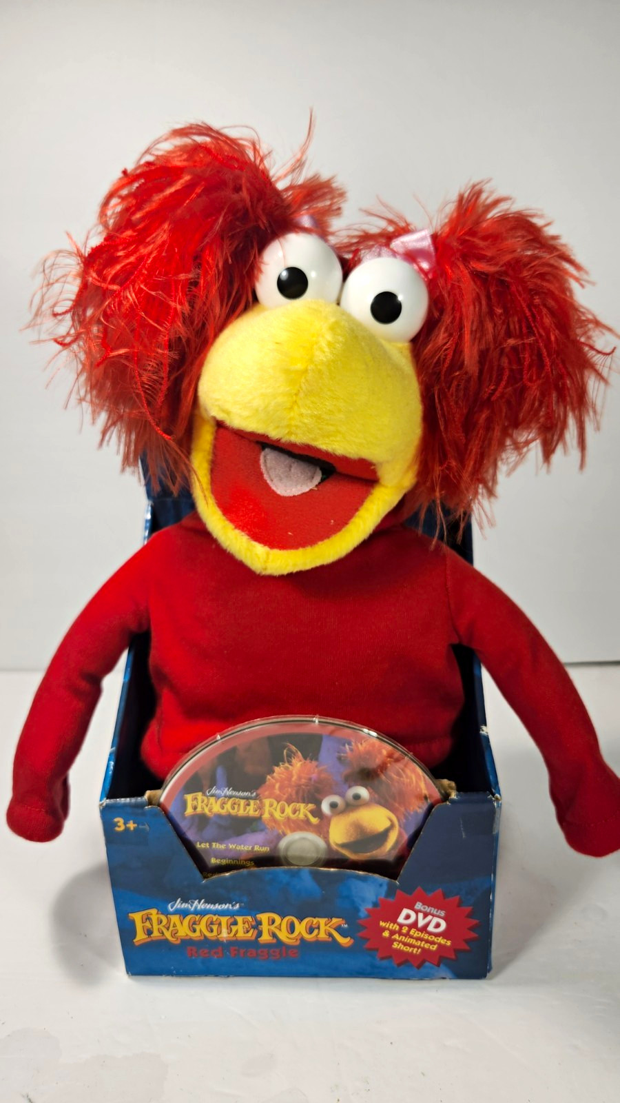 Jim Henson\'s Fraggle Rock RED FRAGGLE Plush & Bonus DVD Set 2006 Sababa Toys NIB