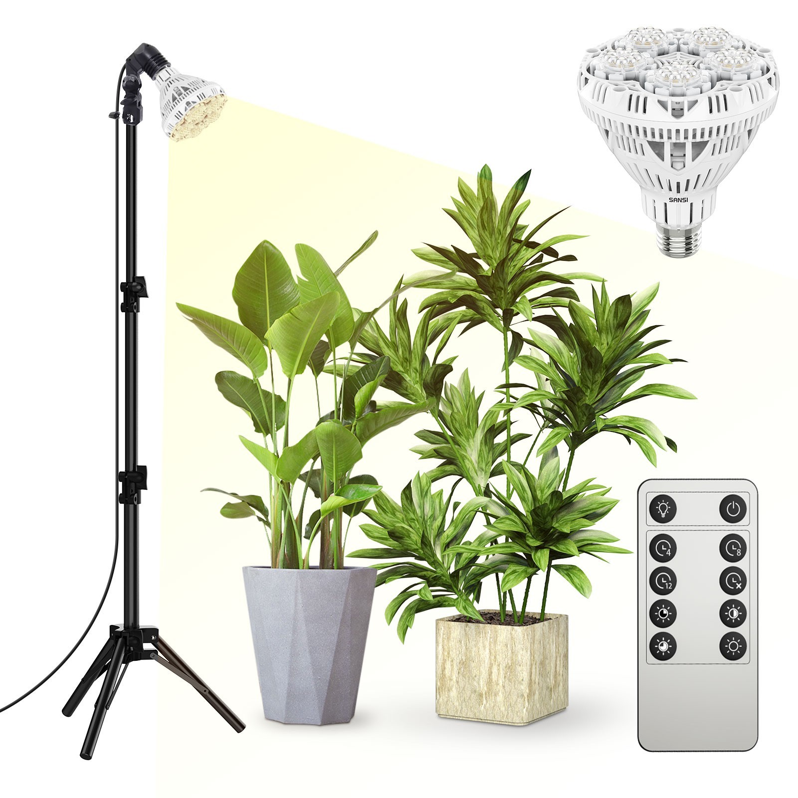 SANSI 30W LED Grow Lights Full Spectrum with Stand & Remote for Indoor Plants US