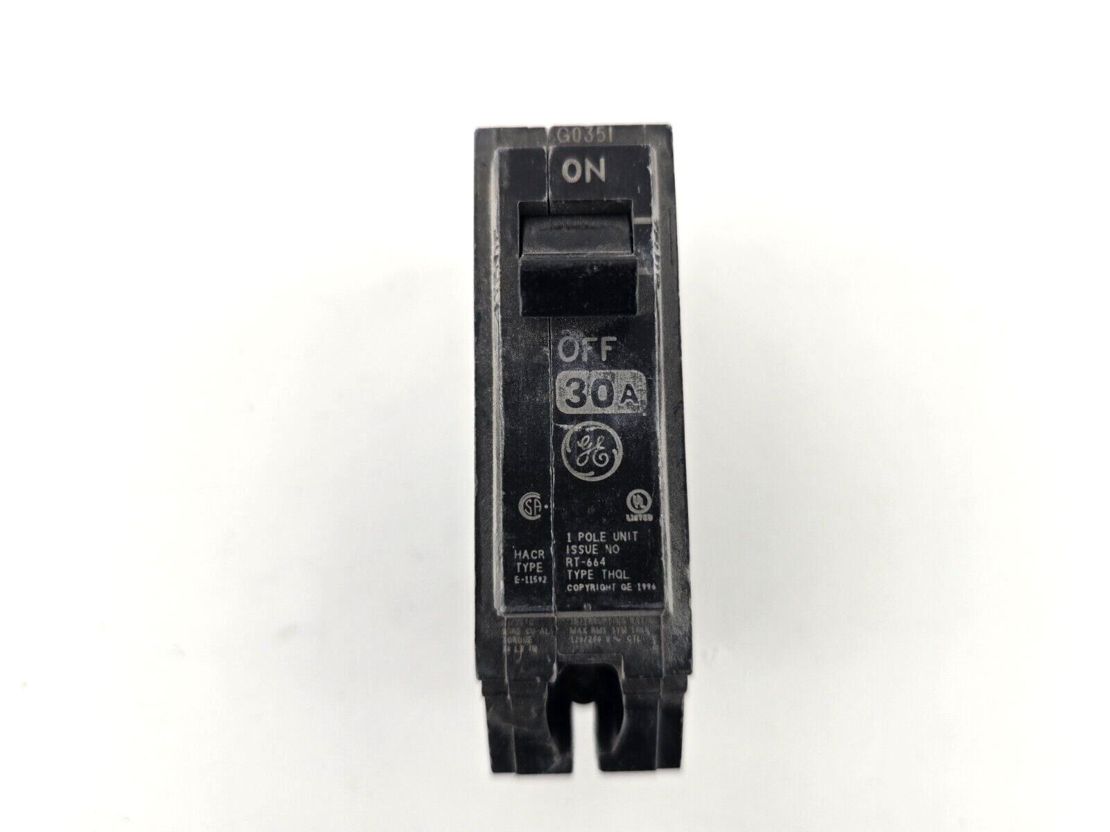Used GE General Electric Circuit Breaker Type THQL 30A 1 Pole