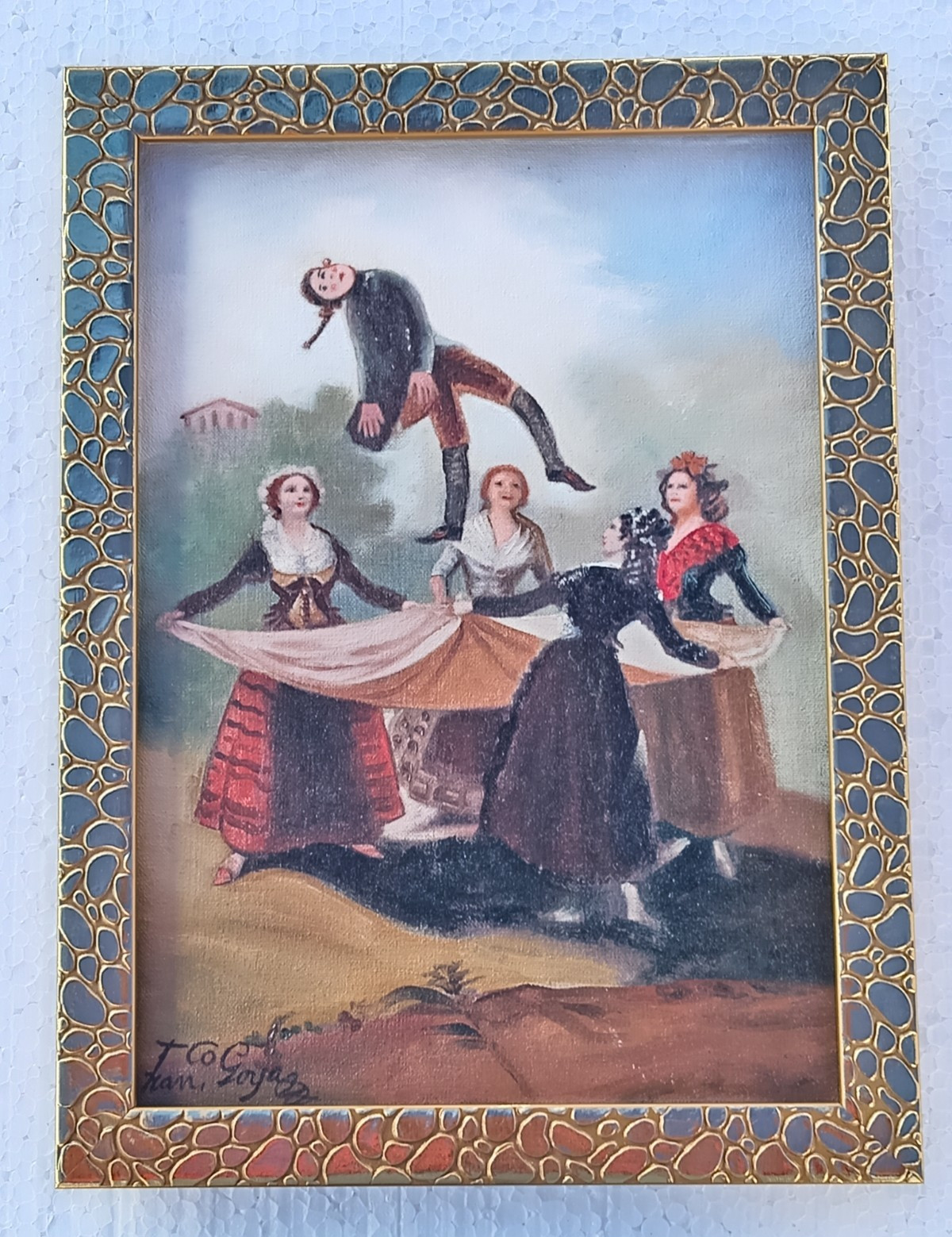 Francisco de Goya, Painting Oil On Canvas , signed stamped vintage.