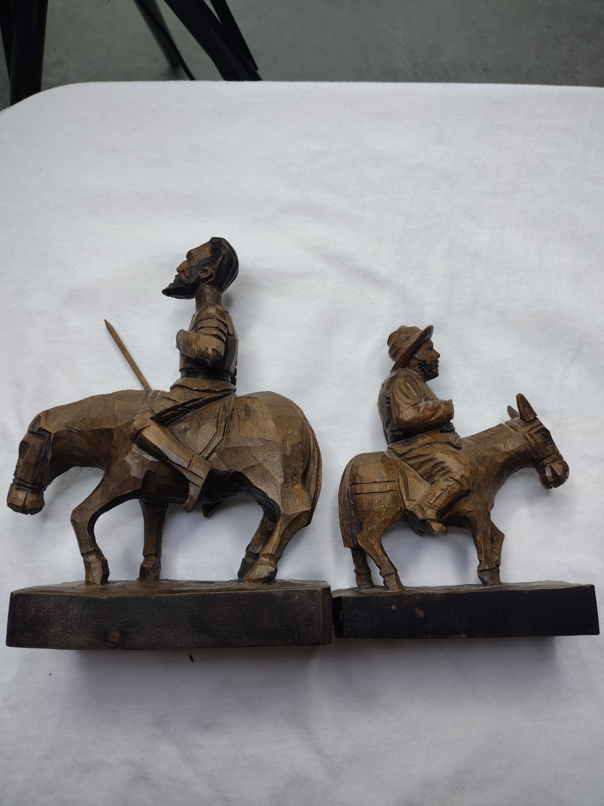 Vintage OURO Artesania Don Quixote & Sancho Panza Carving Set Spain 608A 608B