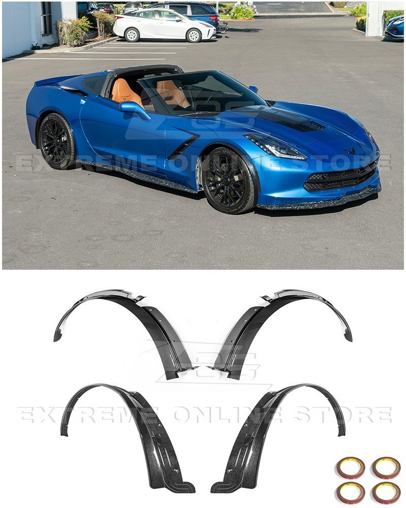 For 14-19 Corvette C7 Base | CARBON FLASH Front & Rear Quarter Extension Pair