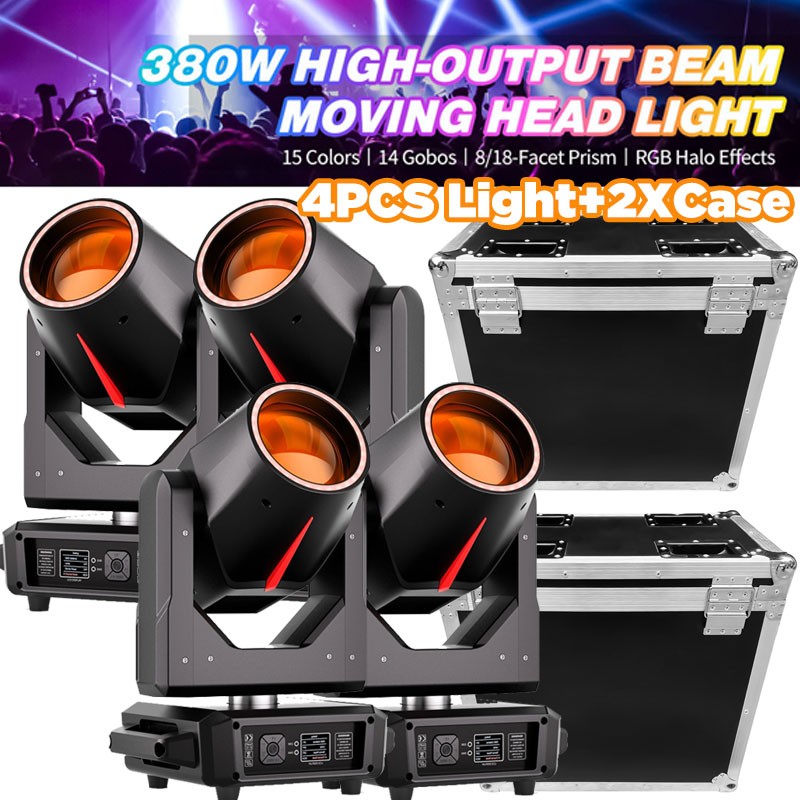 4X 380W LED 18+8Prism Moving Head Light RGBW DMX Gobo Beam Stage Spot Lighting