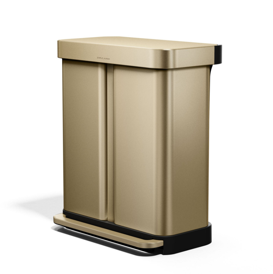 simplehuman 58L Dual Compartment Step Recycler Trash Can Liner Pocket