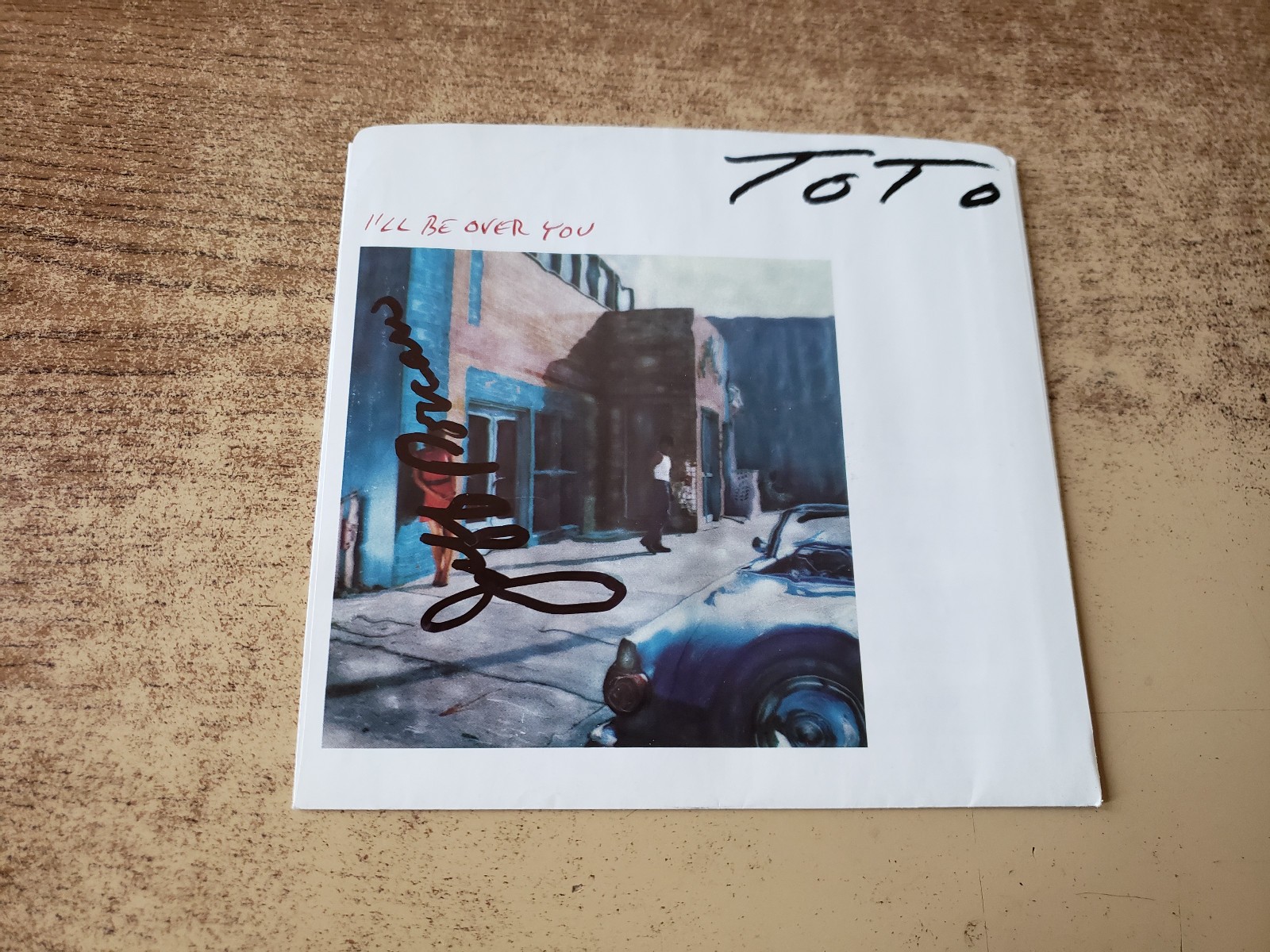 hand autographed jeff porcaro excellent 1980s Toto I\'ll Be Over You SLEEVE 7\