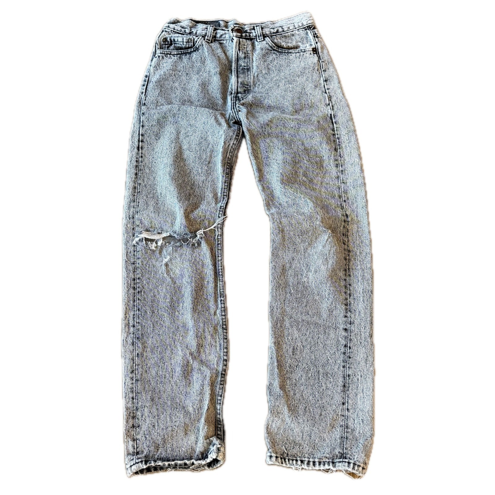 Vintage 1997 Levi\'s 501 0680 Jeans 29x30 (28x30) USA Gray Acid Wash Distressed