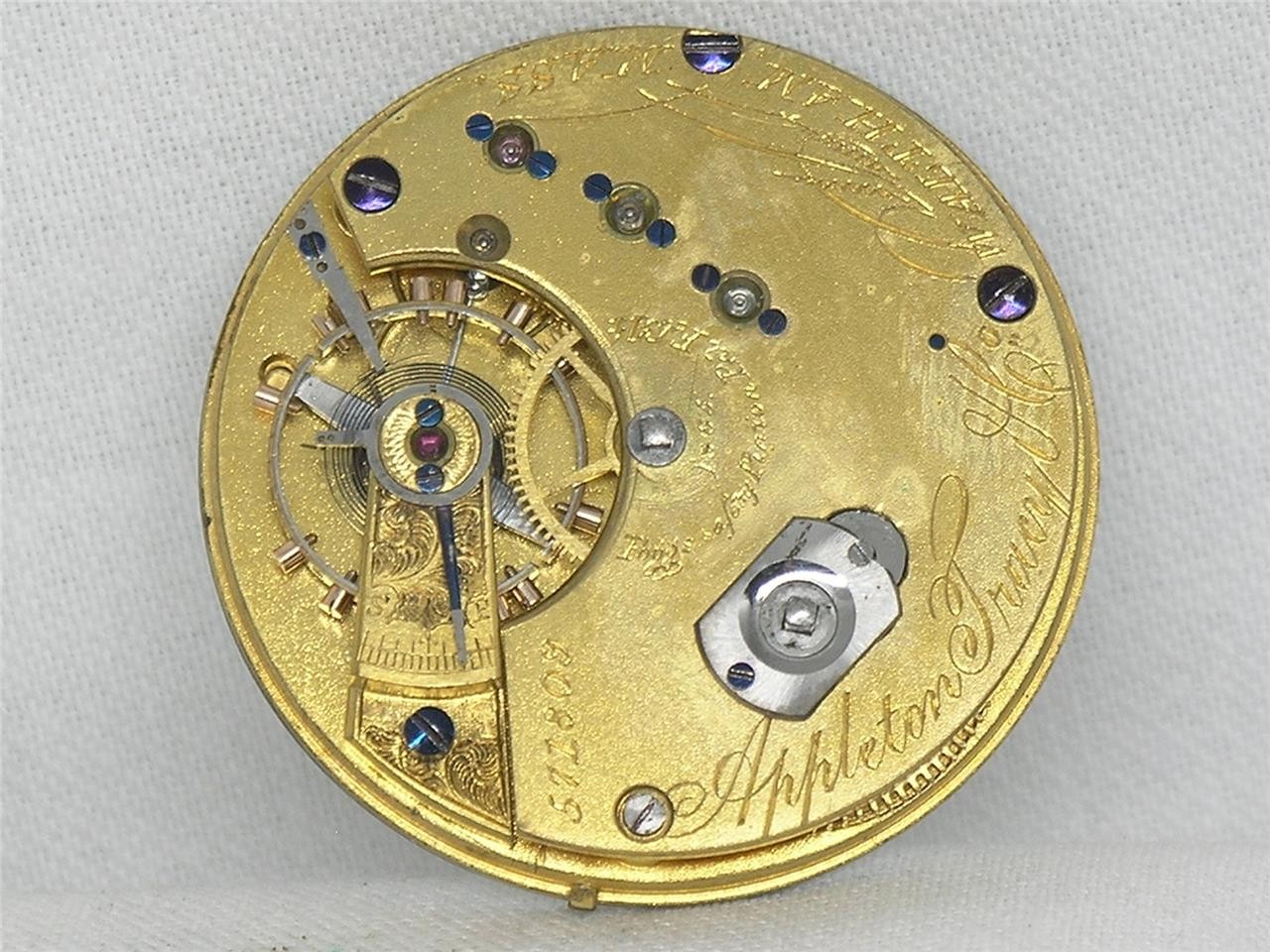 ANTIQUE WALTHAM 10 SIZE APPLETON TRACY KEYWIND POCKETWATCH MOV'T & DIAL RUNNING