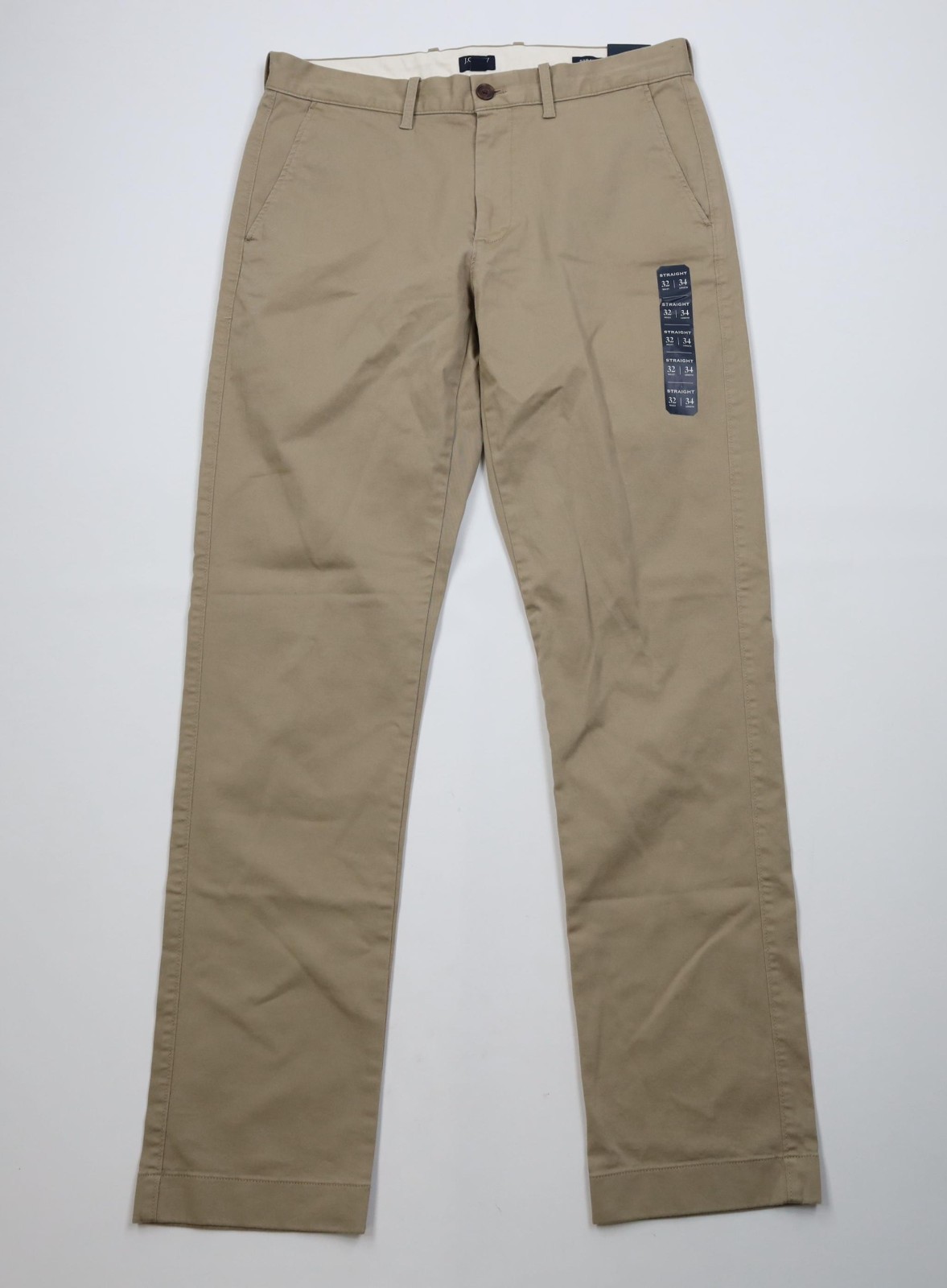 Deadstock Y2K J Crew Mens 32x34 Flex Straight Leg Chino Pants Trousers Khaki Deadstock Y2K J Crew Mens 32x34 Flex Straight Leg Chino Pants Trousers Khaki