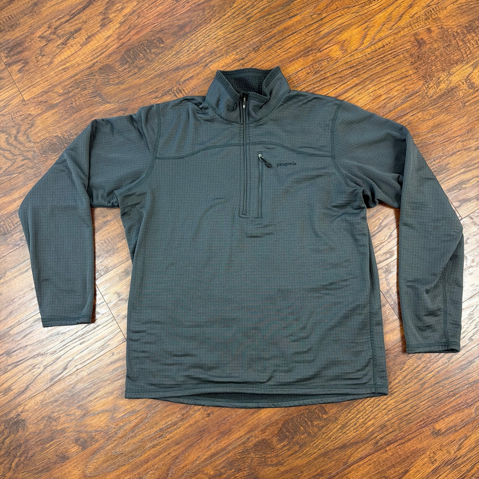 Patagonia Sweater Mens XL Gray R1 Polartec Fleece 1/4 Zip Pullover Stretch 40106