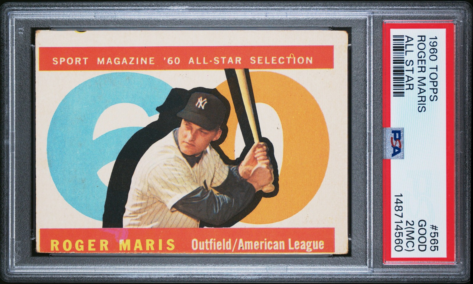 Roger Maris 1960 Topps All Star (MC) PSA 2 #565 New York Yankees