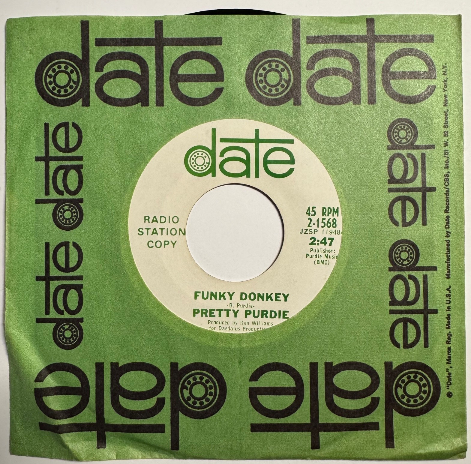 PRETTY PURDIE FUNKY DONKEY - CARAVAN  1967 DATE PROMO JAZZ FUNK SOUL 45RPM 7\
