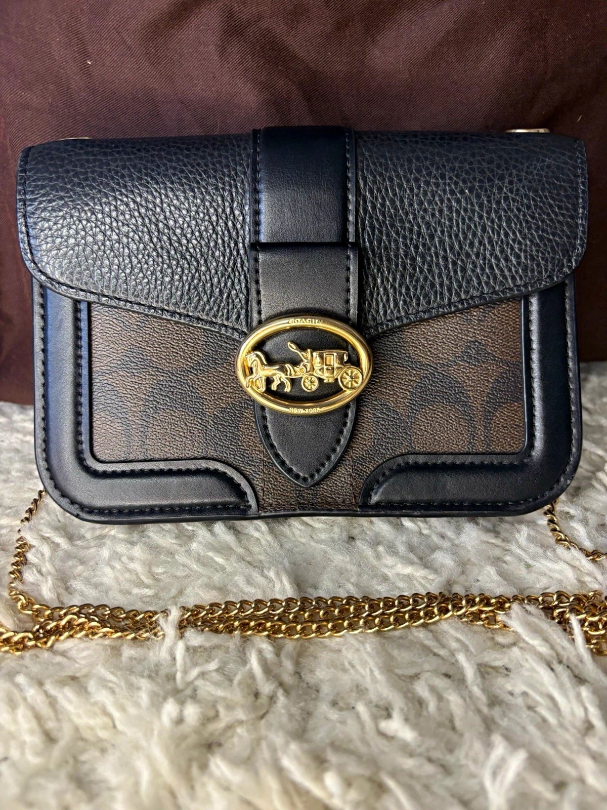 Coach GEORGIE Signature C Crossbody w/ Gold Chain Coach GEORGIE Signature C Crossbody w/ Gold Chain
