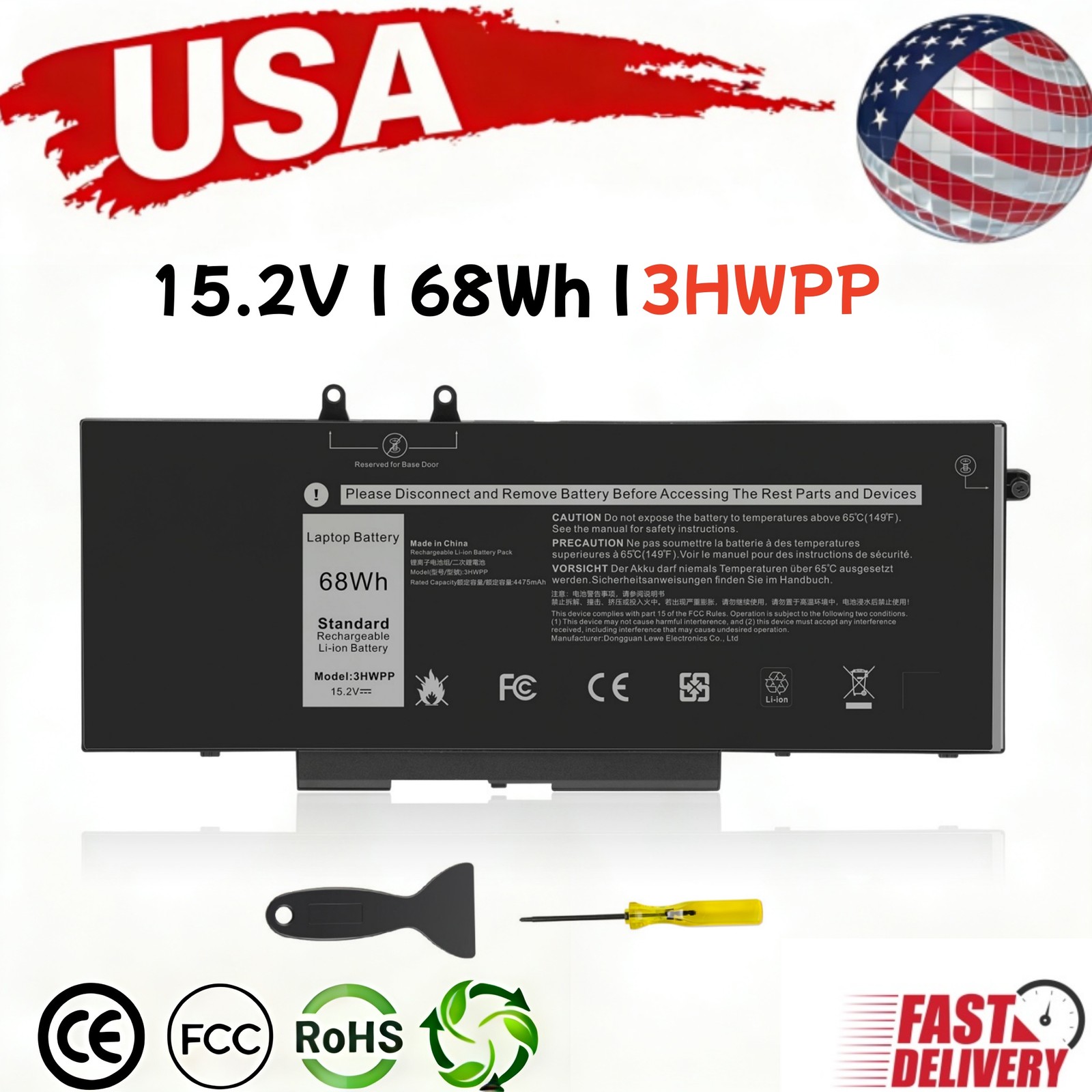 ✅LOT 3HWPP BATTERY FOR DELL Latitude 5401 5410 5411 5501 Precision 3541 68wh