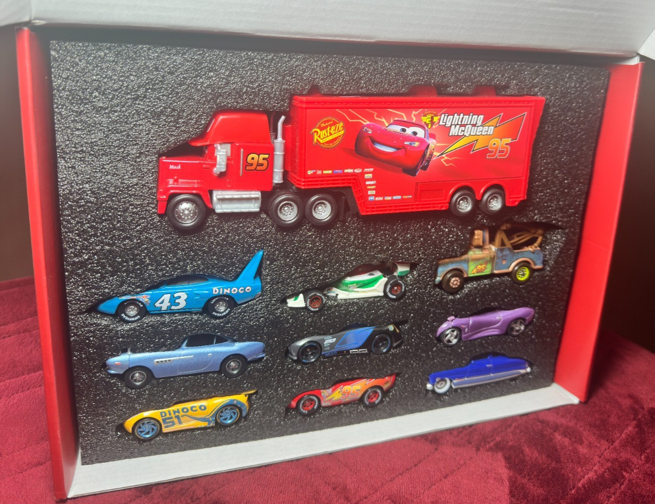 Gift Set of 10 Disney Pixar Cars Diecast 1:55 Mack, King, McQueen, Mater, Cruz