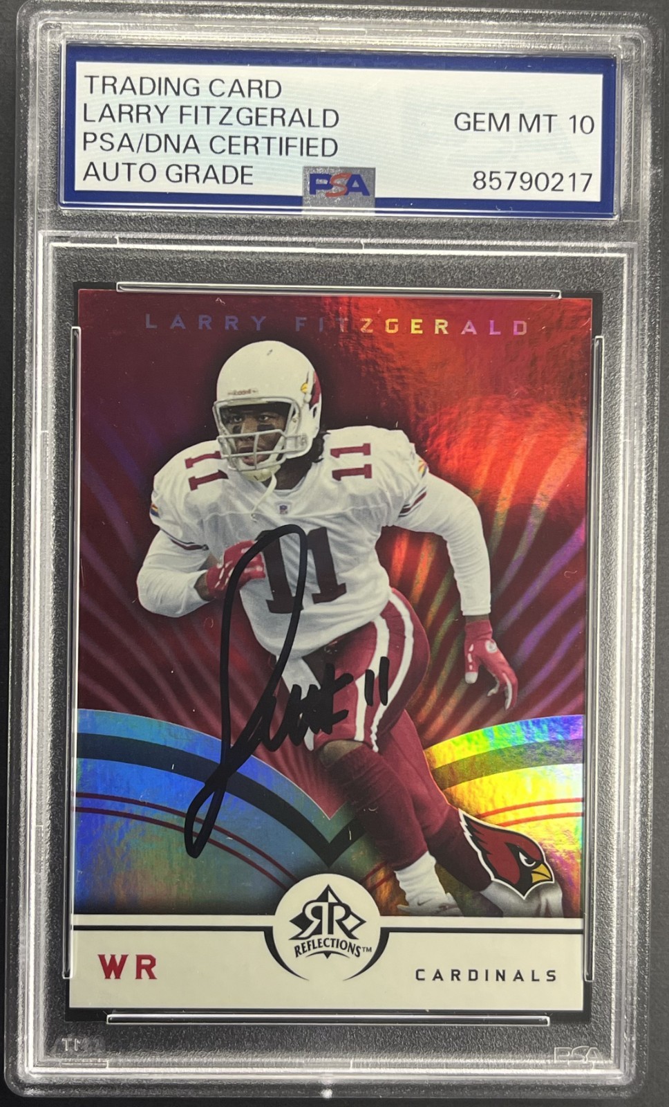 2005 UPPER DECK REFLECTIONS #1 LARRY FITZGERALD Signed HOF PSA 10 On-Card Auto 2005 UPPER DECK REFLECTIONS #1 LARRY FITZGERALD Signed HOF PSA 10 On-Card Auto