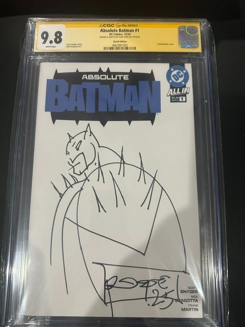Absolute Batman #1 CGC 9.8 SIGNED & SKETCH by Paul Pope ~ 1st Print Sketch Cover Absolute Batman #1 CGC 9.8 SIGNED & SKETCH by Paul Pope ~ 1st Print Sketch Cover