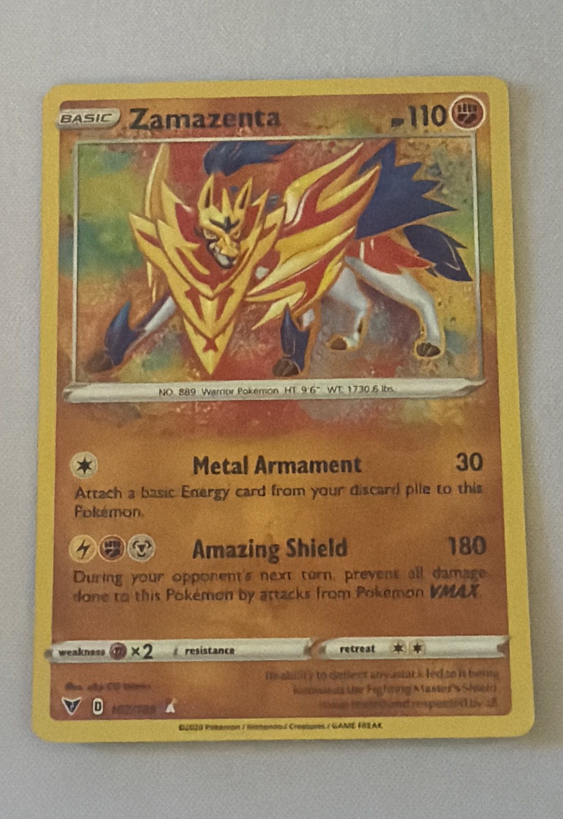 Zamazenta 102/185 Swsh04: Vivid Voltage Holo Zamazenta 102/185 Swsh04: Vivid Voltage Holo