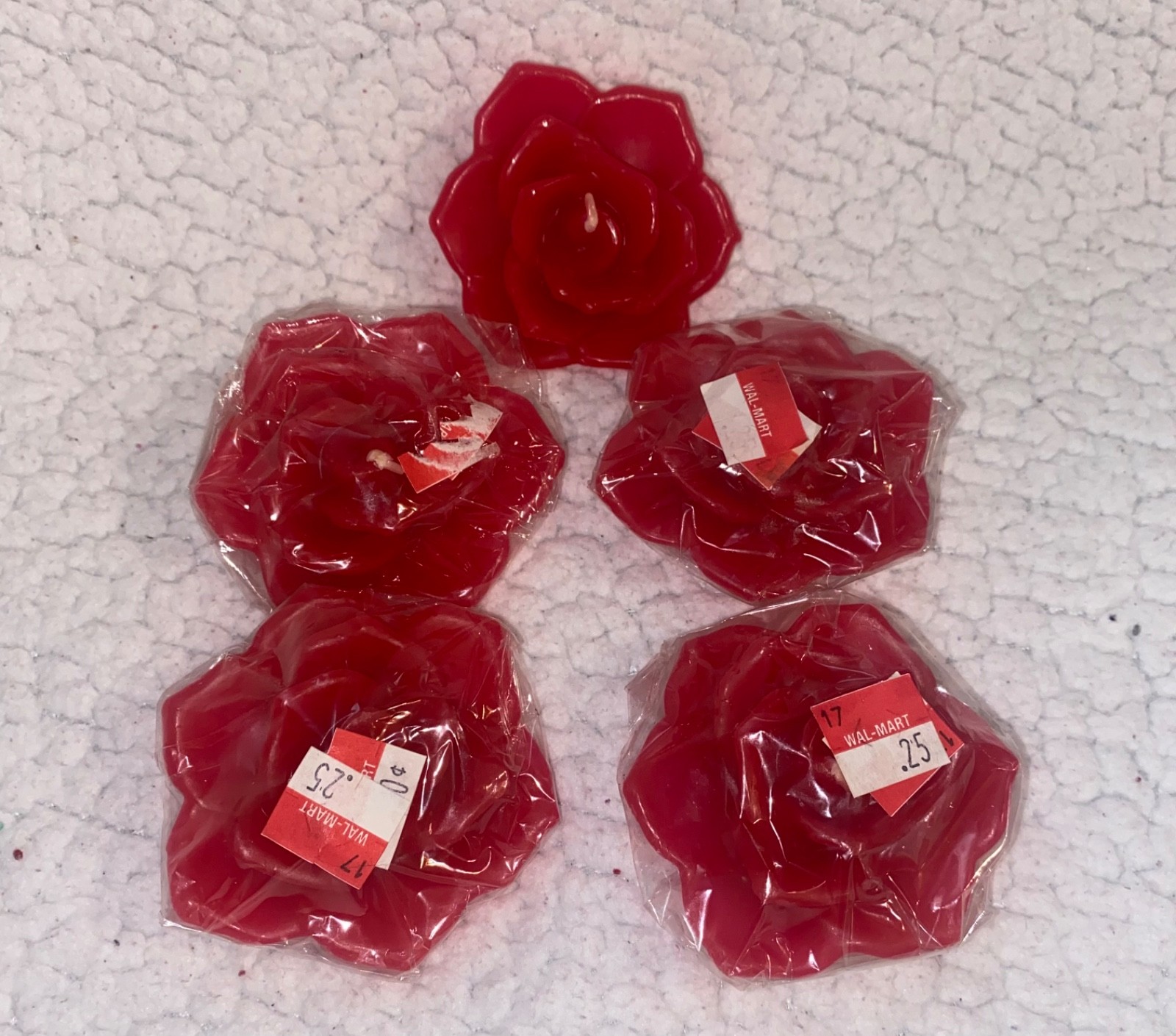 NIP VTG 5 Red Floating Rose Candles Cinnamon Spice NOS WalMart Stickers Rare NIP VTG 5 Red Floating Rose Candles Cinnamon Spice NOS WalMart Stickers Rare