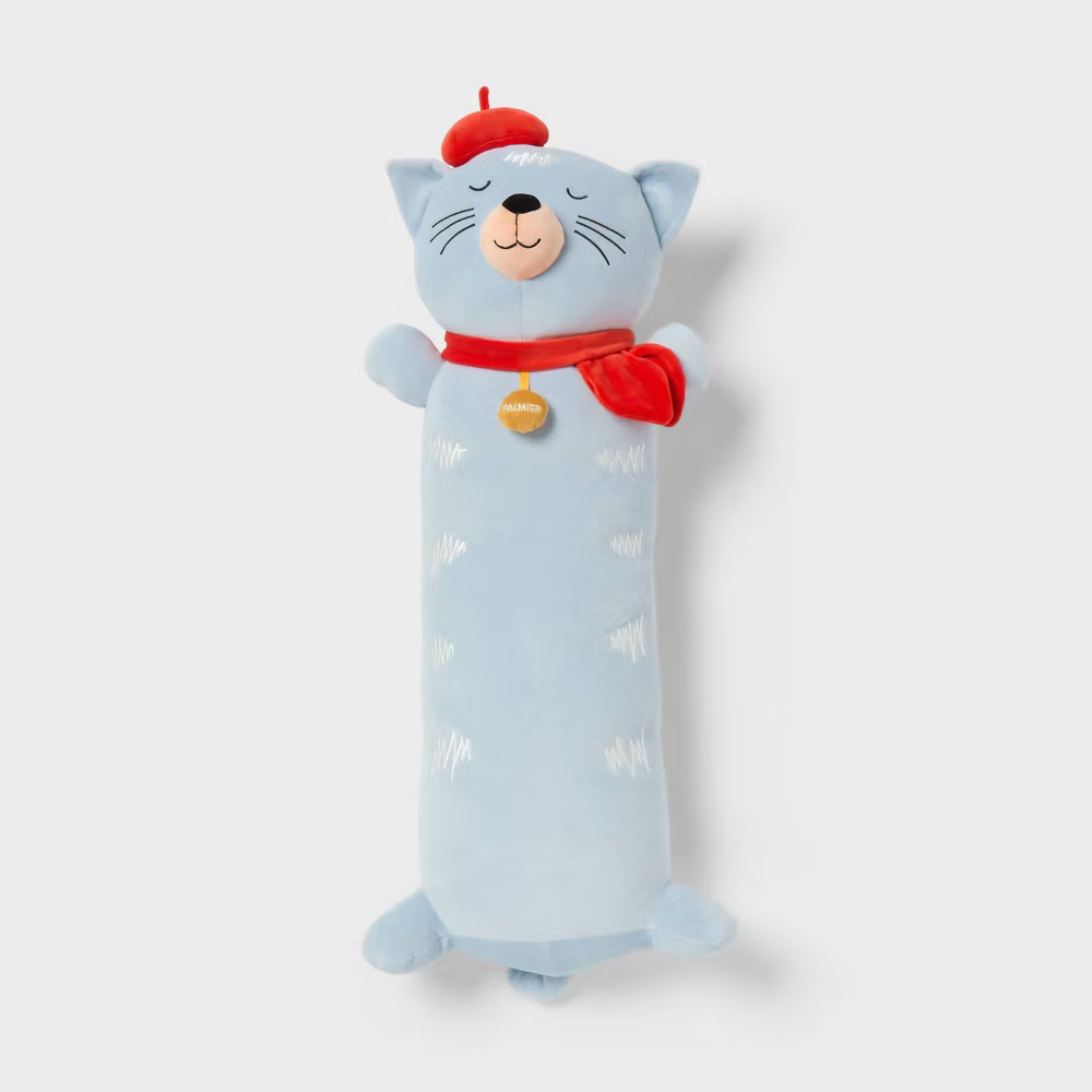 Cat Kids\' Long Weighted Plush Throw Pillow Blue - Pillowfort