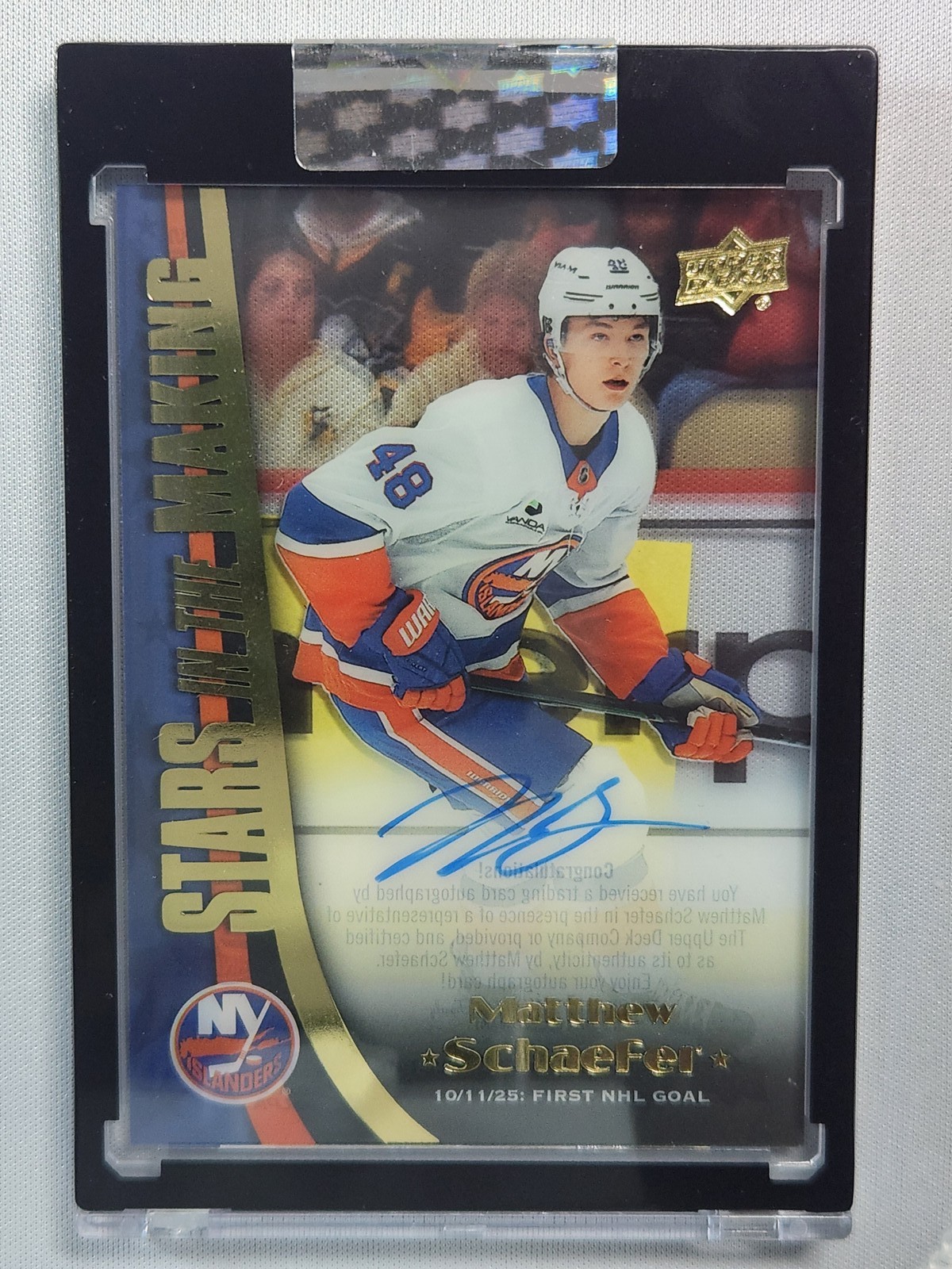 25-26 Upper Deck Clear Cut #SMA-MS Matthew Schaefer 05-06 UD Stars in the Making 25-26 Upper Deck Clear Cut #SMA-MS Matthew Schaefer 05-06 UD Stars in the Making