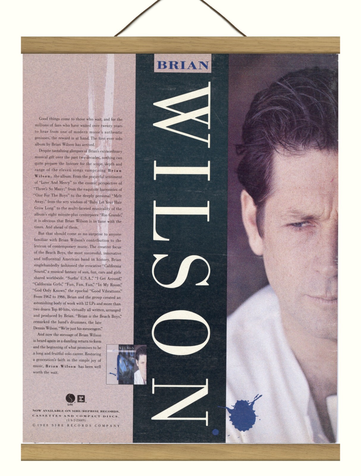 Original Brian Wilson Promo Ad, Mounted w/Magnetic Frame