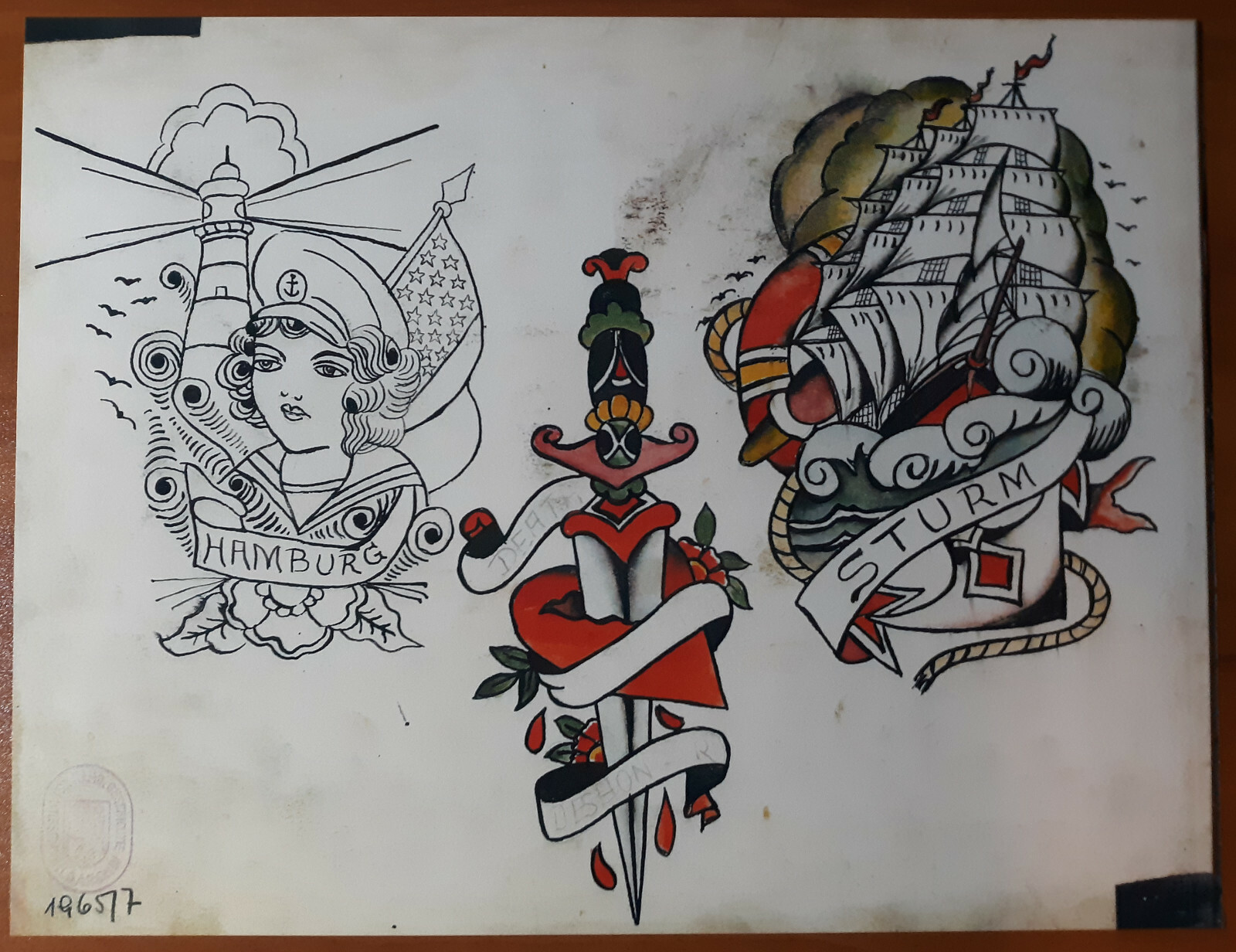 Christian Warlich Traditional Vintage Style Sailor Tattoo Flash 12.5 x 16.5