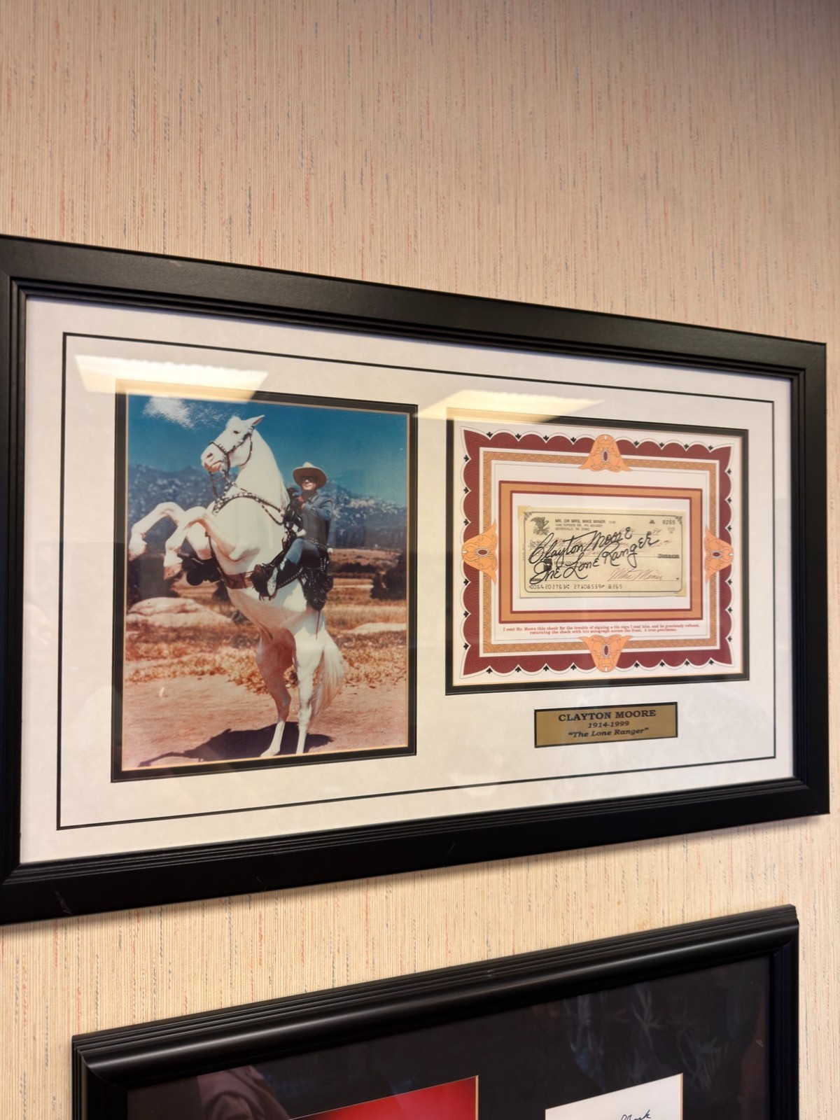 Clayton Moore The Lone Ranger Signed Check Framed Hi-Yo Silver Autograph