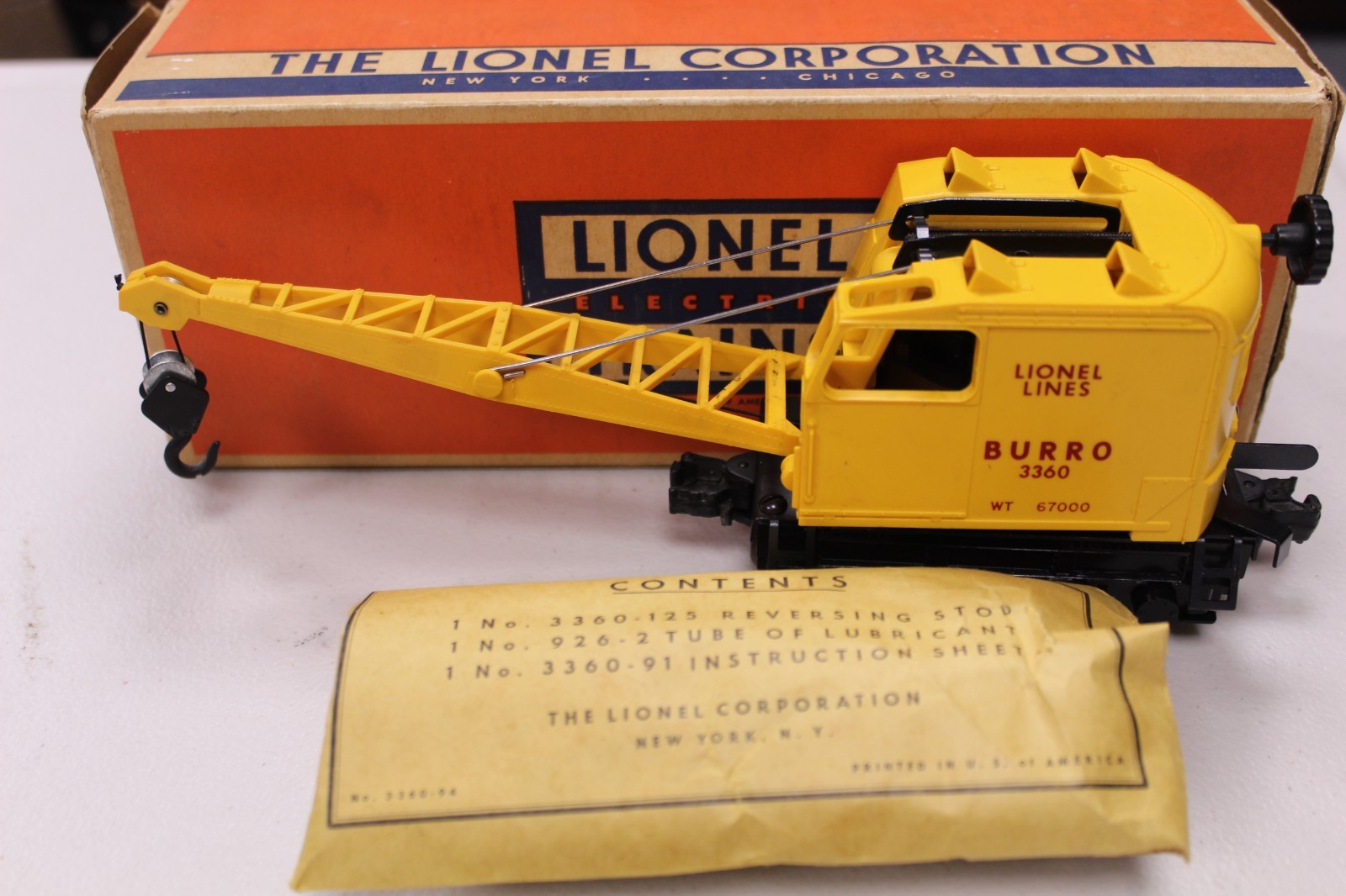 LIONEL #3360 Operating Burro Crane LIONEL #3360 Operating Burro Crane