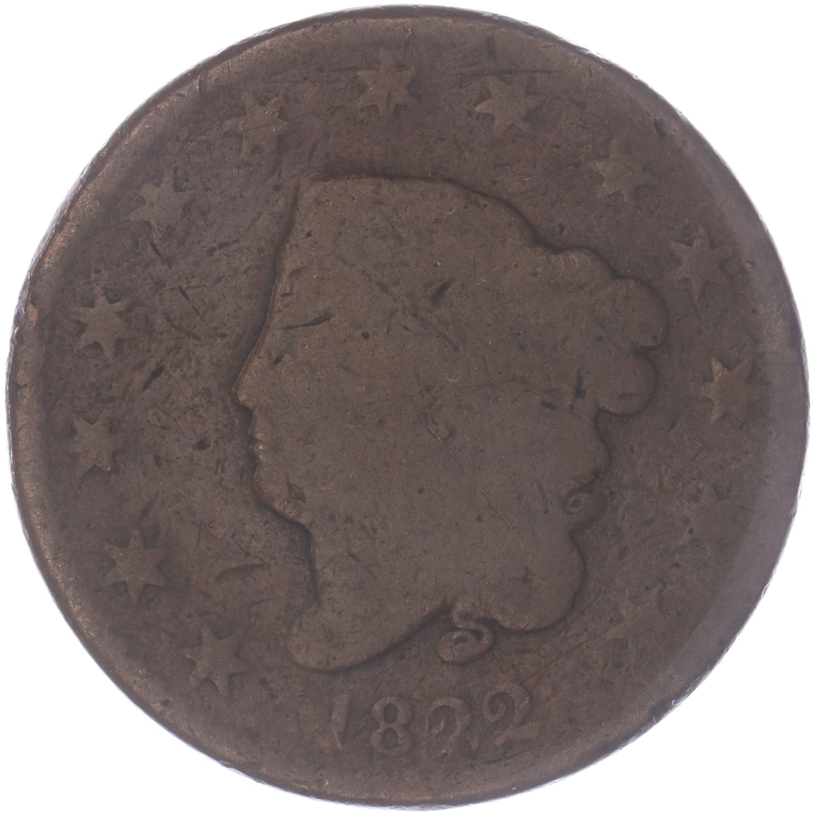 1822 (P) Coronet Large Cent About Good AG See Pics O156 1822 (P) Coronet Large Cent About Good AG See Pics O156