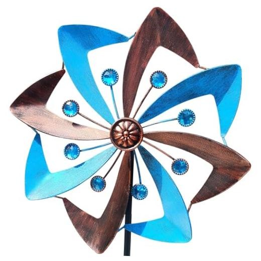 Wind Spinners Outdoor, 10 inch Wind Sculptures & Spinners, Metal A-blue&copper Wind Spinners Outdoor, 10 inch Wind Sculptures & Spinners, Metal A-blue&copper