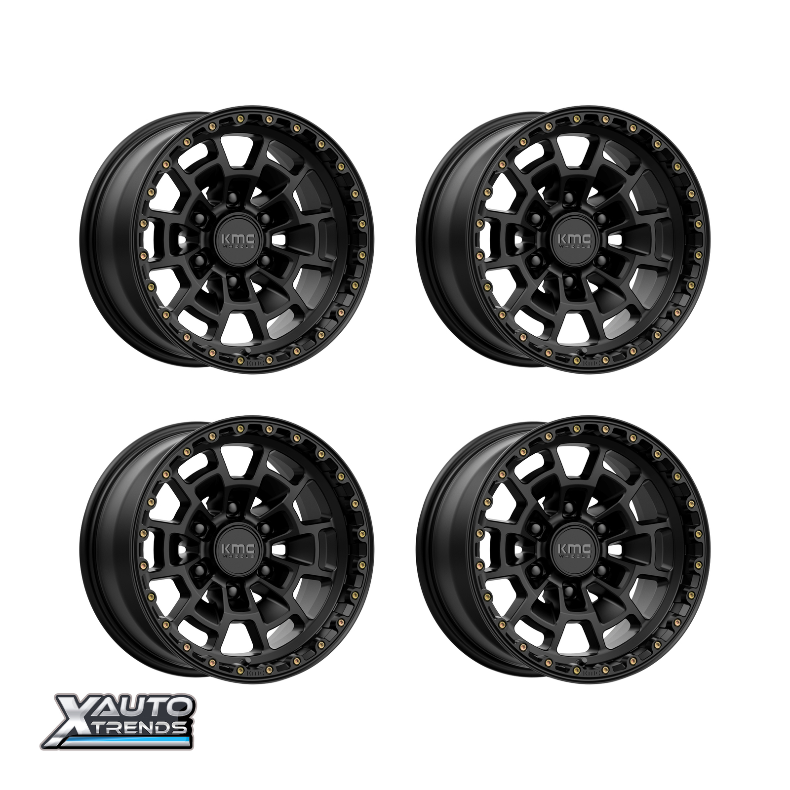 KMC KM718 Summit Satin Black 16X8 6X139.7 00mm (Set of 4)