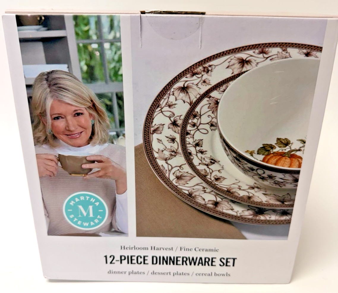 Martha Stewart Heirloom Harvest 12 Pc Dinnerware Set Pumpkin Fall Thanksgiving Martha Stewart Heirloom Harvest 12 Pc Dinnerware Set Pumpkin Fall Thanksgiving