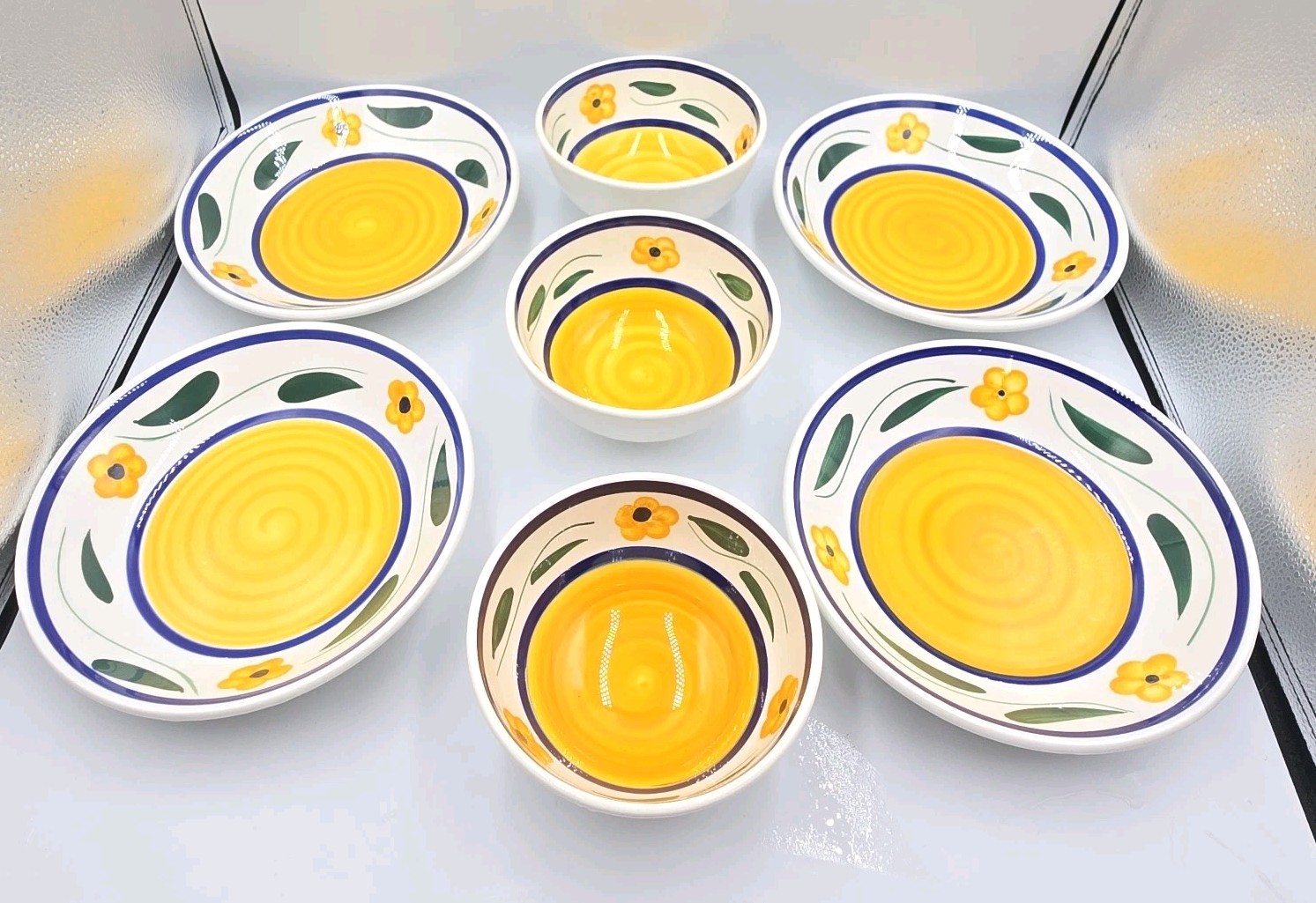 Roma Inc Italy Impatiens Ceramic Bowls 7 Pc Set 8\