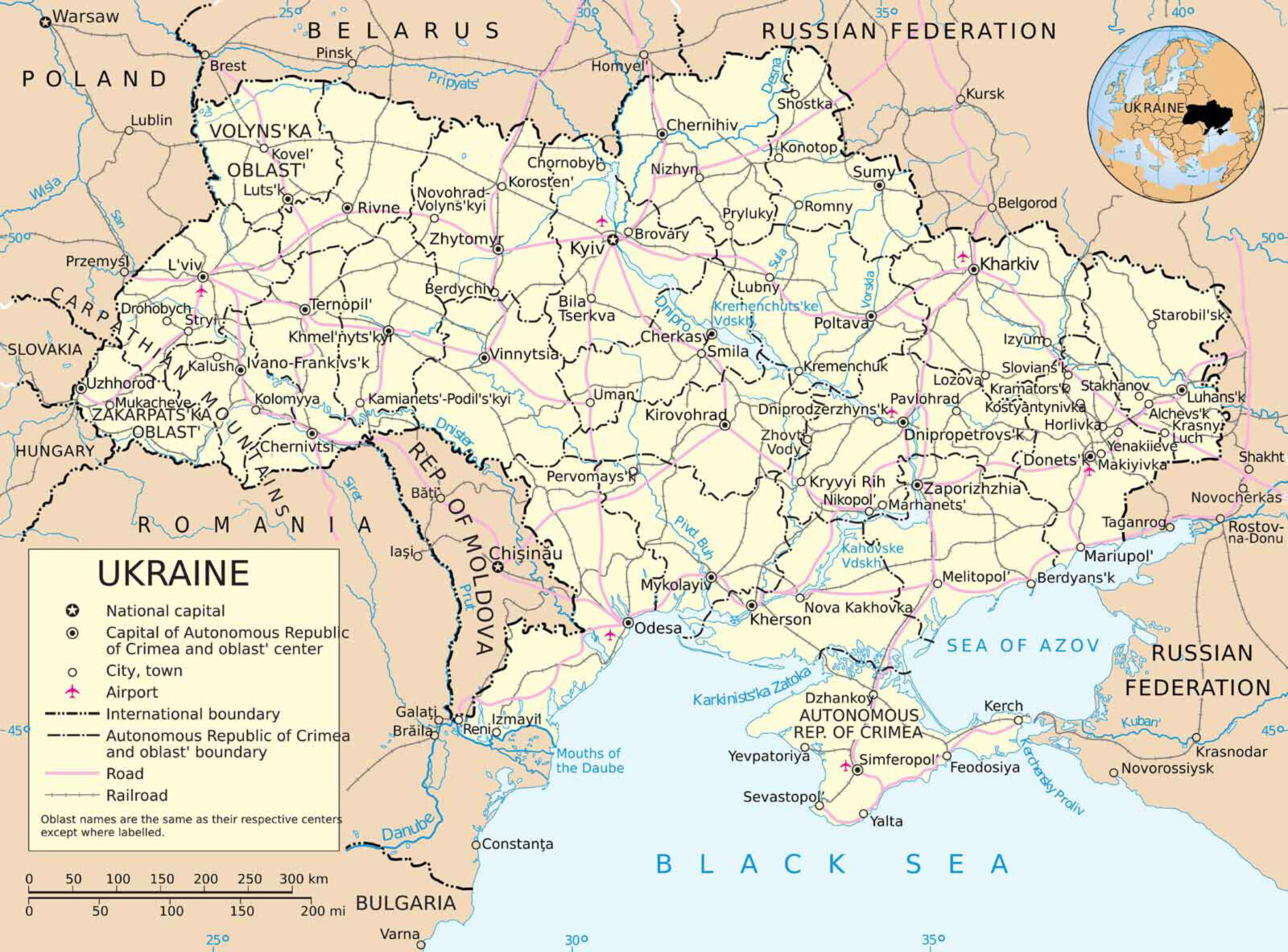 2014 UN Map of Ukraine Home School Poster Print History Geography Former Soviet