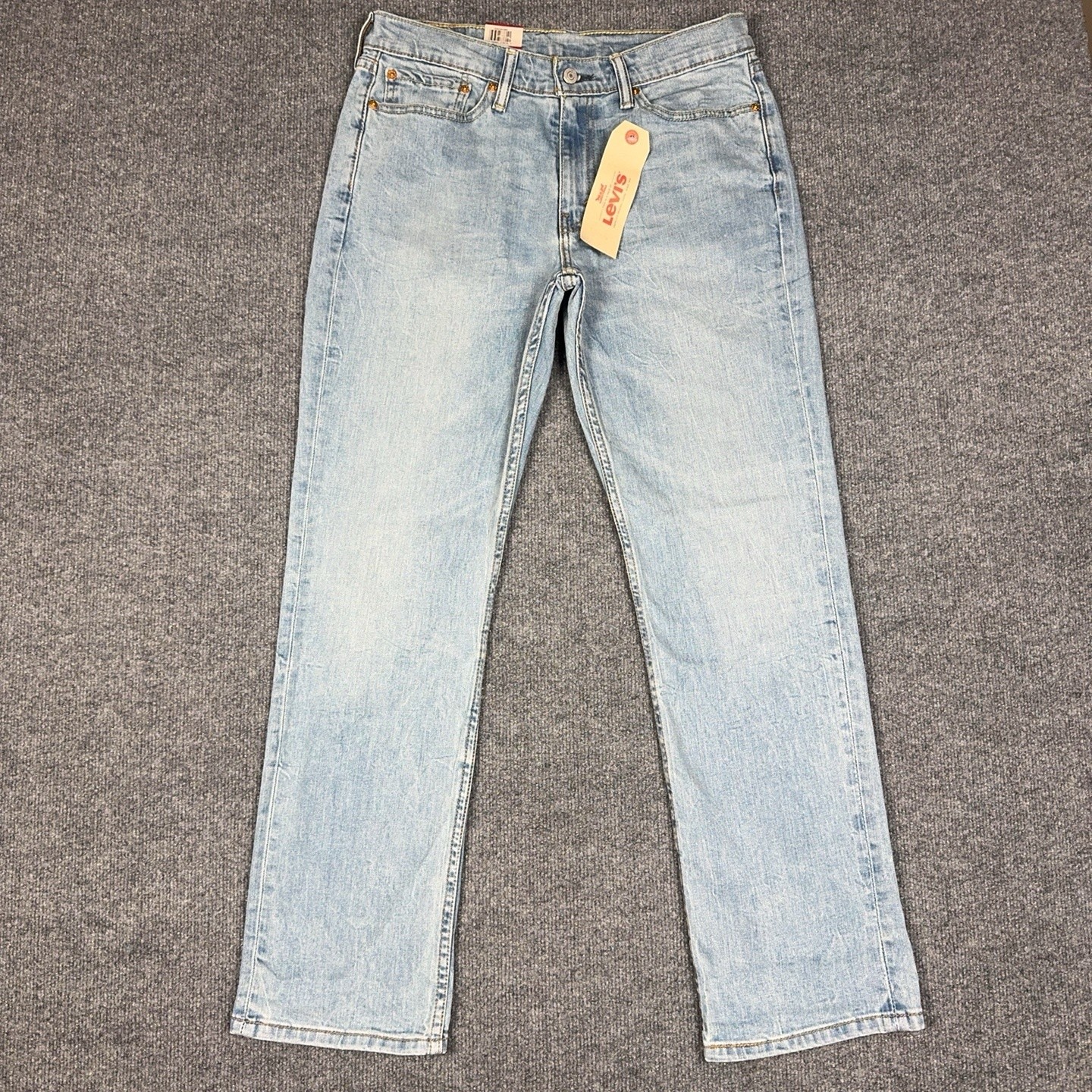 Levi\'s 514 Jeans Mens 32x30 Blue Light Wash Regular Straight Stretch Denim NOS
