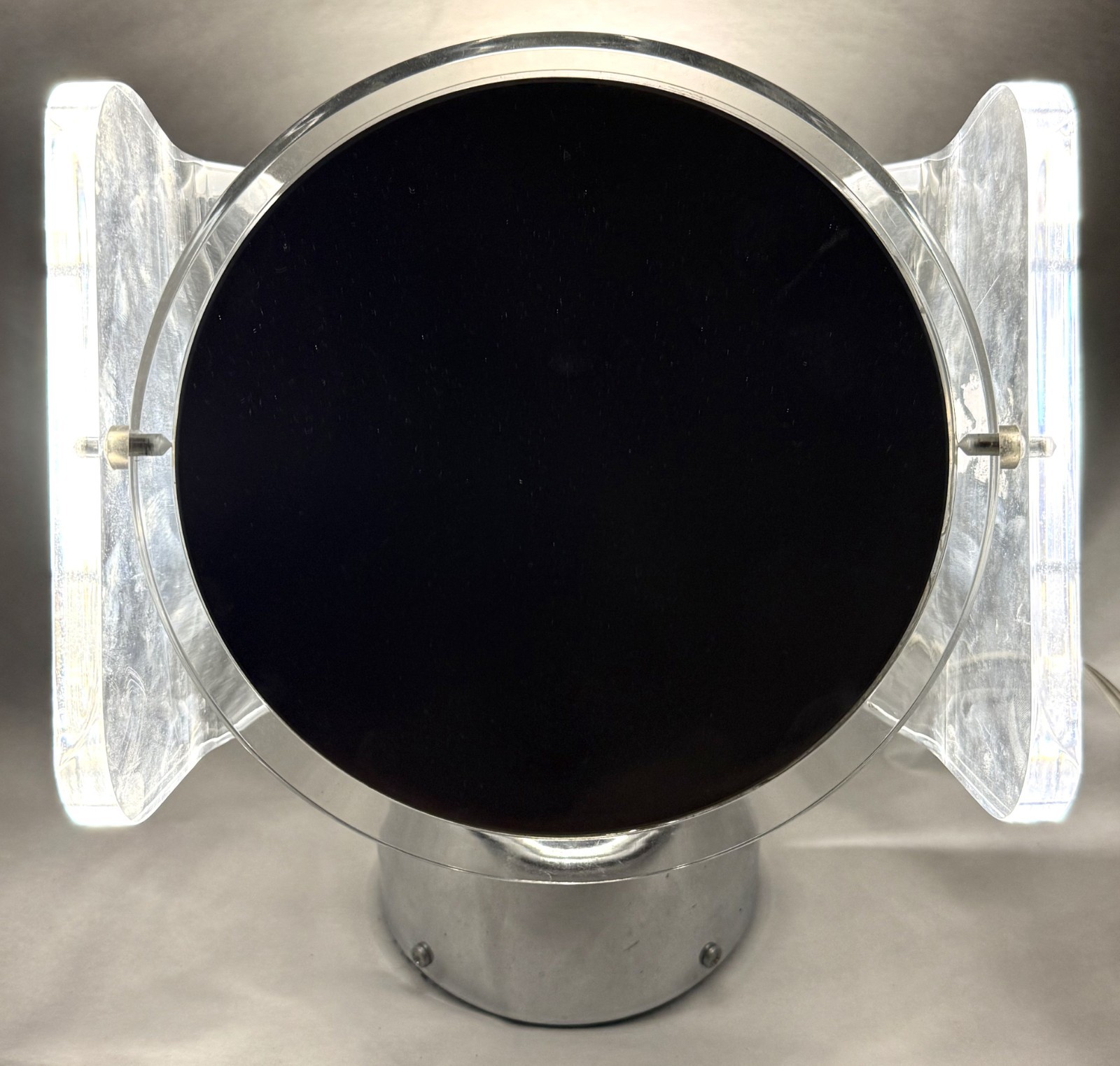 Vintage 1970s Rialto Lighted Vanity Mirror Chrome Lucite Space Age MCM Tested