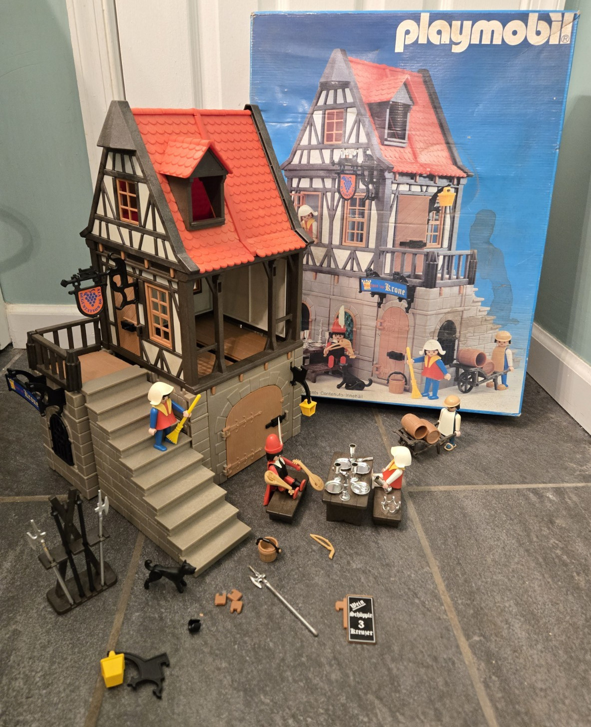 Vintage Playmobil Set 3448 Medieval Inn Gasthaus Krone, Germany