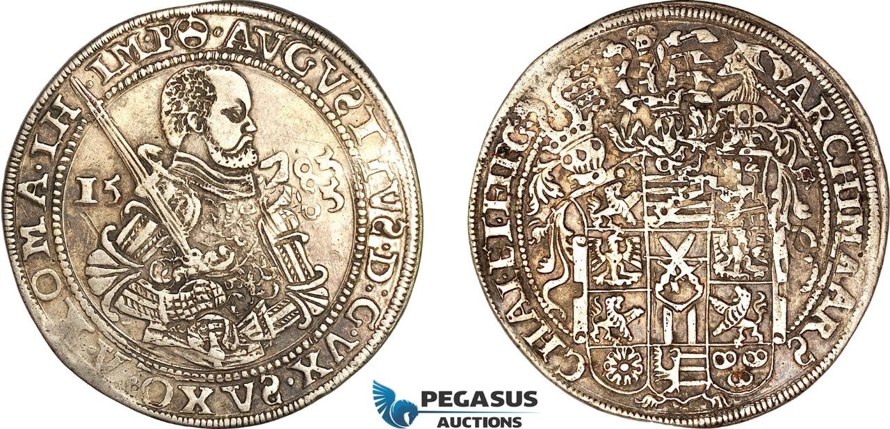 AM636, Germany, Saxony, August I, Taler 1585/85, Levantine imitation? Silver, XF